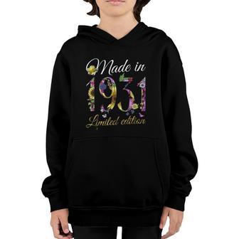 Made In 1931 Tee 91 Years Old Sunflowers Floral 91St Birthday Youth Hoodie | Mazezy