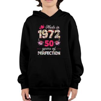 Made In 1972 Floral 50 Years Old 50Th Birthday Gifts Women Youth Hoodie | Mazezy