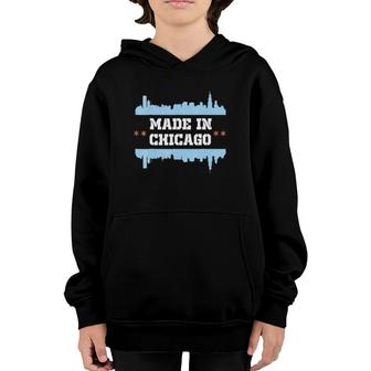 Made In Chicago Illinois Born Bred Chicago Skyline Youth Hoodie | Mazezy