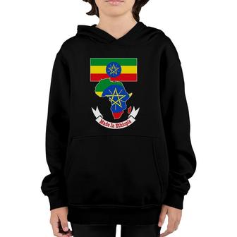 Made In Ethiopia With Ethiopian Flag In Africa Map Youth Hoodie | Mazezy