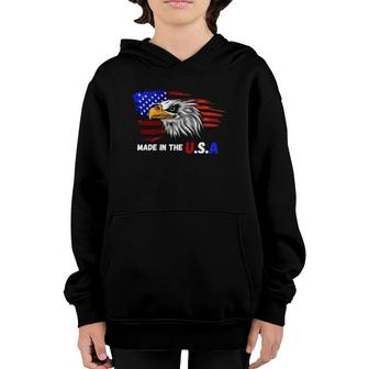 Made In The USA Bald Eagle Patriotic Flag Tattoo Youth Hoodie | Mazezy DE