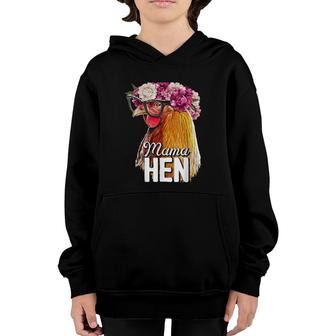 Mama Hen Floral Rhode Island Red Chicken Farmer Gift Youth Hoodie | Mazezy