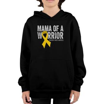 Mama Of A Warrior Childhood Cancer Ribbon Youth Hoodie | Mazezy