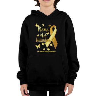 Mama Of Warrior Childhood Cancer Awareness Gold Ribbon Mom Youth Hoodie | Mazezy