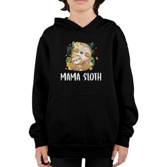 Mama Sloth Cute Mom & Baby Sloth Jungle Print For Who Love Sloth Mother's Day Youth Hoodie | Mazezy