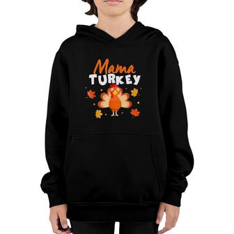 Mama Turkey Thanksgiving Autumn Leaves Youth Hoodie | Mazezy