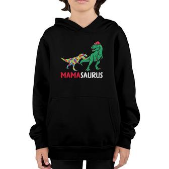 Mamasaurus Mama Dinosaur Autism Awareness Gift Youth Hoodie | Mazezy