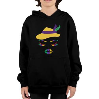 Mardi Gras Lips Woman Face Carnival Parade Masquerade Party Youth Hoodie | Mazezy