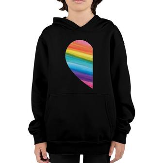 Matching Lgbt Valentines Day Rainbow Heart Gay Couple Gift Youth Hoodie | Mazezy