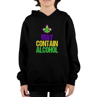 May Contain Alcohol- Funny Mardi Gras Youth Hoodie | Mazezy