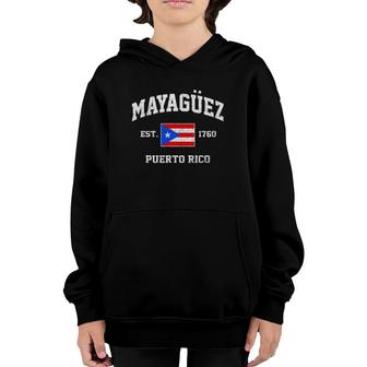 Mayagüez Puerto Rico Vintage Boricua Flag Athletic Style Youth Hoodie | Mazezy