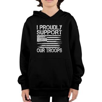 Memorial Day Gift - I Proudly Support Our Troops Premium Youth Hoodie | Mazezy