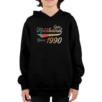 Mens 32 Years Wedding Anniversary For Him Epic Husband Since 1990 Ver2 Youth Hoodie | Mazezy