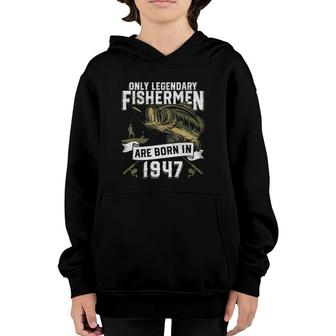 Mens 74 Years Old Fishing Birthday Born 1947 74Th Fisherman Gift Youth Hoodie | Mazezy