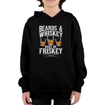 Mens Beards & Whiskey Make Me Frisky Bourbon Whisky Lover Youth Hoodie | Mazezy