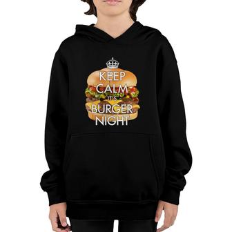 Mens Keep Calm It's Burger Night Novelty Soft Touch Youth Hoodie | Mazezy
