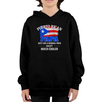 Mens Much Cooler Puerto Rican Papa - Vintage Puerto Rico Flag Youth Hoodie | Mazezy