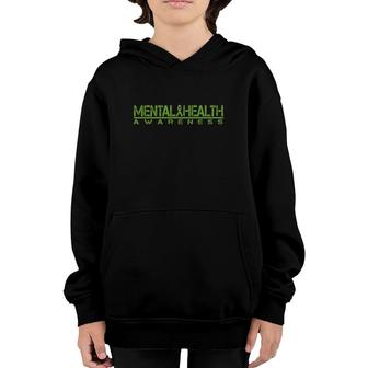 Mental Health Awareness Green Ribbon Vintage Youth Hoodie | Mazezy UK