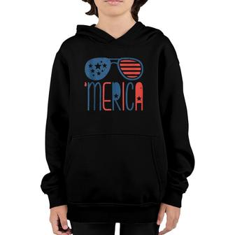 Merica American Flag Aviators Toddler4th July Youth Hoodie | Mazezy