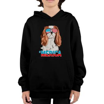 Merica Cavalier King Charles Spaniel Usa 4Th Of July Youth Hoodie | Mazezy