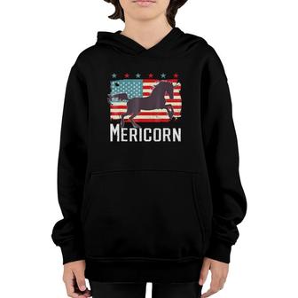 Mericorn Vintage American Unicorn 4Th Of July Youth Hoodie | Mazezy