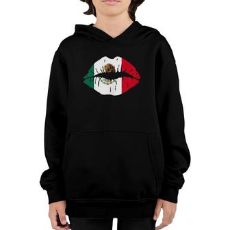Mexico Flag Kiss Lips I Mexican Sports Jersey Youth Hoodie | Mazezy
