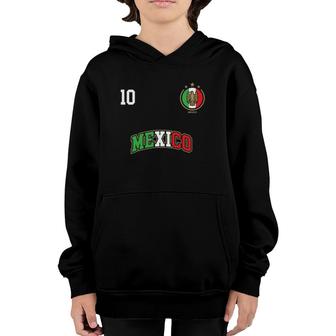 Mexico Soccer Team Number 10 Sport Mexican Flag Youth Hoodie | Mazezy