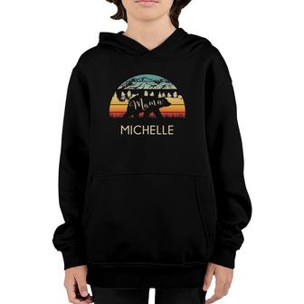 Michelle Name Gift Retro Sun Personalized Mama Bear Youth Hoodie | Mazezy
