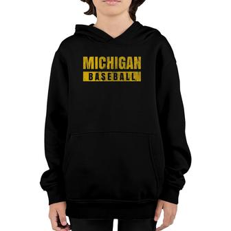Michigan Baseball Vintage Distressed Youth Hoodie | Mazezy