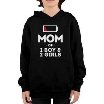 Mom Of 1 Boy 2 Girls Clothing Gift Mother Wife Funny Women Youth Hoodie | Mazezy