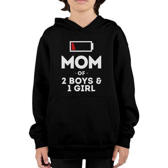 Mom Of 2 Boys 1 Girl Clothing Gift Mother Wife Funny Women Youth Hoodie | Mazezy