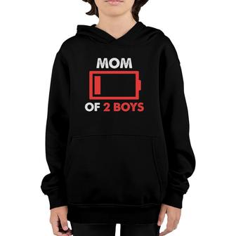 Mom Of 2 Boys From Son Mothers Day Birthday Low Battery Youth Hoodie | Mazezy