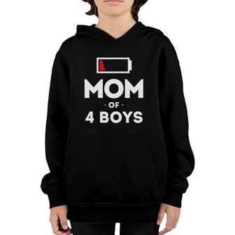 Mom Of 4 Boys Clothing Gift For Mother Wife Mom Funny Women Youth Hoodie | Mazezy
