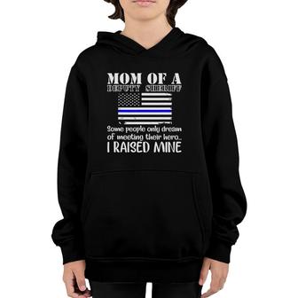 Mom Of A Deputy Sheriff Mother Thin Blue Line Flag Youth Hoodie | Mazezy
