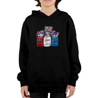 Mom Of Jacob, Ethan, Nana Of Kevin, Jack, Emma, Eva, Paul, Great Nana Of Anna, Shophia Mother's Day American Flag Floral Vases Youth Hoodie | Mazezy