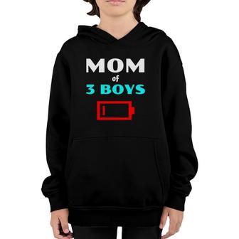 Mom Of Three Boys Funny For Mothers With 3 Sons Youth Hoodie | Mazezy