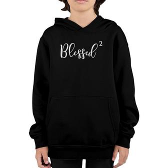 Mom Of Two Mom X2 Blessed Squared  For Mom Or Grandma Youth Hoodie