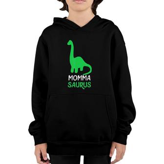 Momma-Saurus Funny Dinosaur Gift Mommasaurus Mother's Day Youth Hoodie | Mazezy
