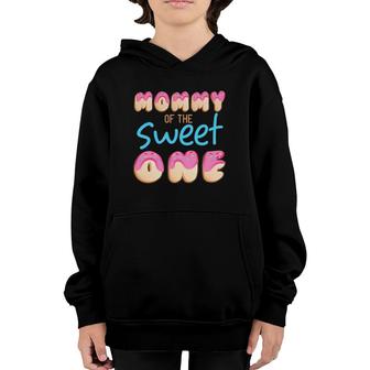 Mommy Of Sweet One First B Day Party Matching Family Donut Youth Hoodie | Mazezy