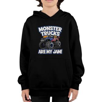 Monster Trucks Are My Jam Boys Kids Monster Truck Youth Hoodie - Seseable