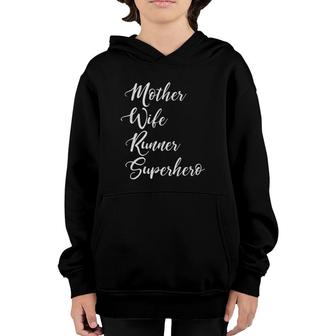 Mother Wife Runner Superhero Inspirational Mom Youth Hoodie | Mazezy