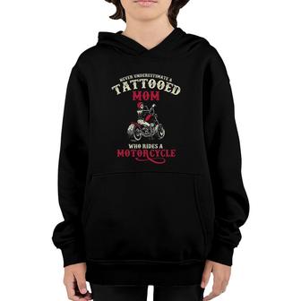 Mother's Day Gift Motorcycle Rider Tattooed Mom Inked Biker Youth Hoodie | Mazezy