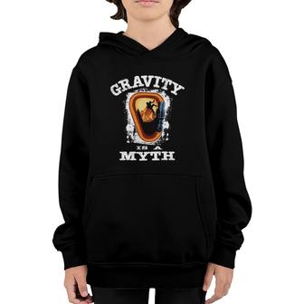 Mountain Climbing Gravity Is A Myth Bouldering 76 Climb Mountain Youth Hoodie | Mazezy