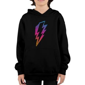 Multicolor Lightnings Powerful Distressed Bolts Unisex Youth Hoodie | Mazezy