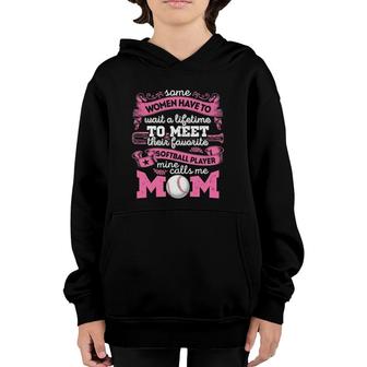 My Favorite Softball Player Calls Me Mom Funny Women Mothers Youth Hoodie | Mazezy