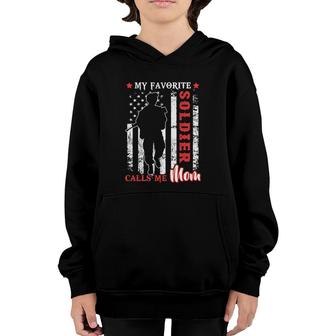 My Favorite Soldier Calls Me Mom Usa Flag Mother Youth Hoodie