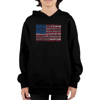 National Parks Of America Us Flag Word Cloud Youth Hoodie | Mazezy