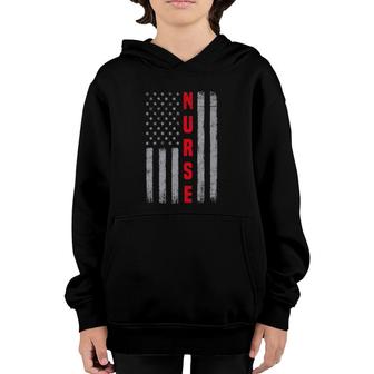 Nurse Distressed American Flag Design Nursing Gifts Youth Hoodie | Mazezy