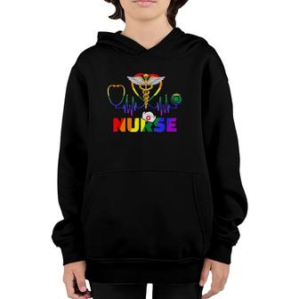 Nurse Lgbtq Gay Pride Rainbow Flag Registered Nursing Rn Youth Hoodie | Mazezy