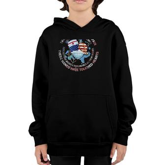 Nurse Life These Eyes Have Seen Pain These Hand Have Touched Hearts Us Flag Heart Youth Hoodie | Mazezy